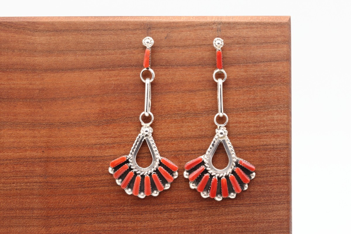 Zuni Red Coral Earrings