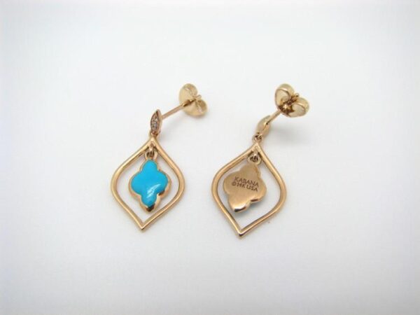 Kabana 14k Gold Turquoise Diamond Earrings - Image 3